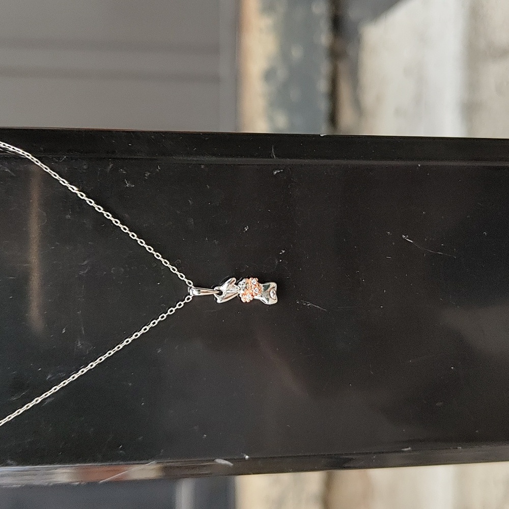 925 stamped bunny necklace with rose gold floral wreath